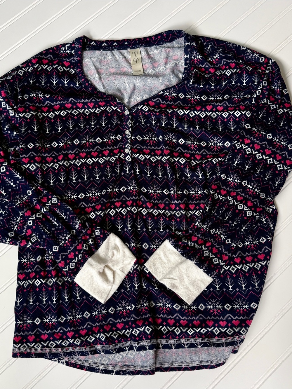 Jessica Simpson Navy & Pink Henley Top & Pants PJ set